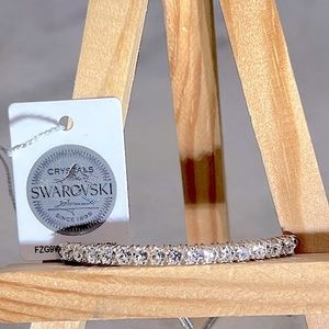 SWAROVSKI White Crystal Sterling Silver BOLO Bar Bracelet